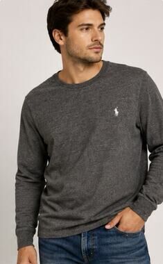 Polo Ralph Lauren Men’s Large Gray Long Sleeve T Shirt Pony Logo Crew Neck